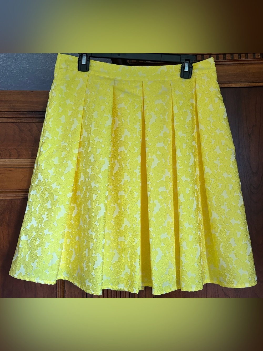 Halogen® × Atlantic-Pacific Jacquard Pleat Skirt, Medium, YELLOW LIGHT - Picture 2 of 16